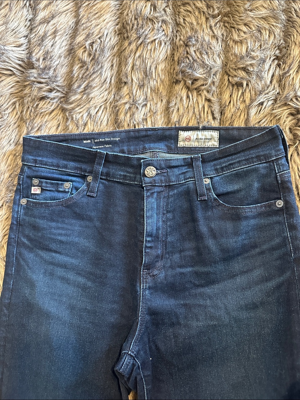 AG Adriano Goldschmied Women's Dark Blue Slim Straight Jeans
